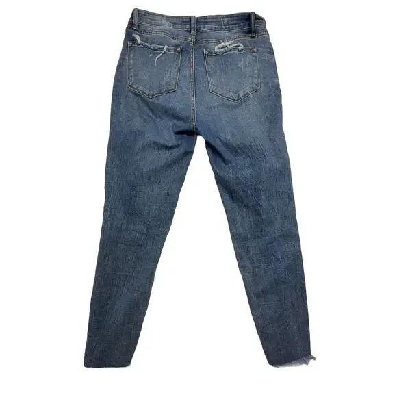 Kancan Womens Size 11 29 Estilo High Rise Distress Button Fly Jeans Medium‎ Wash - Picture 7 of 9